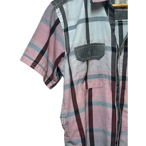 Swiss Cross Mens Red‎ Short Sleeve Button Down Size Small Cotton Polyester Blend - Picture 8 of 9